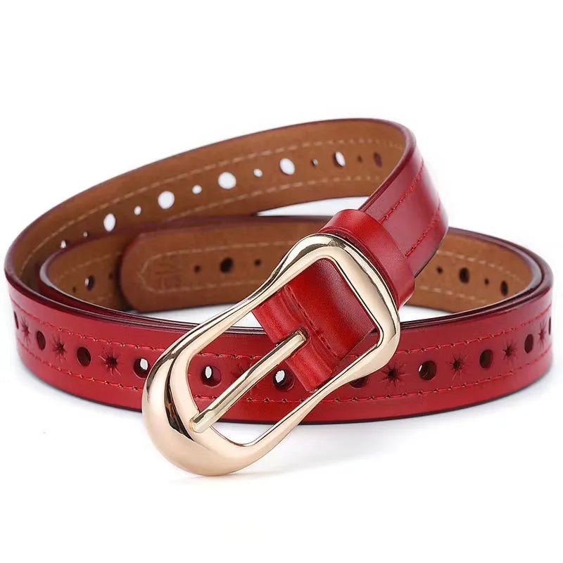 Women Belts Long Cow Genuine Leather Good Quality Alloy Gold Pin Buckle Fashion Soft Genuine Leather Strap Belt Jeans Lady Cinto