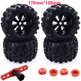 4pcs/pack 1/8 Scale 17mm Hex RC Truck Tires and Wheels Set Glued for Traxxas Maxx Tmaxx E-Revo Revo 3.3, JLB Cheetah Monster