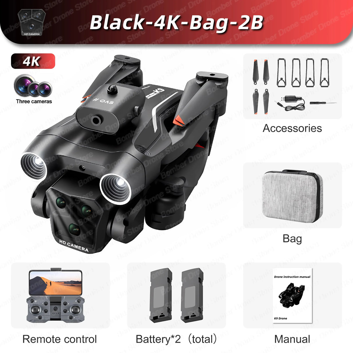 New K9Max RC Drone 4K Professinal With 8K Wide Angle Optical Flow Localization Four-way Obstacle Avoidance Quadcopter  Toy Gifts