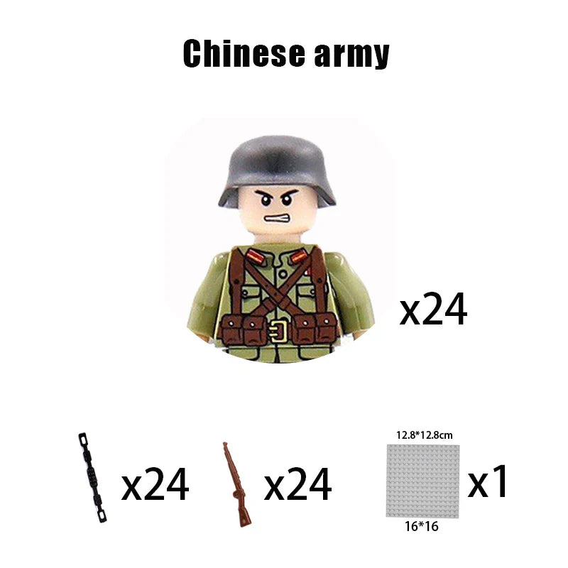 New WW2 Military Building Block Germany US British French Soviet Italian Action Figure Soldier Army Weapon Bricks Kids War Toys