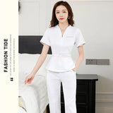 Beauty Salon Uniform Fashion Spa Masseuse Clothing Nail Technician Hotel Front Desk Work Clothes for Women Manicurists Pants Set