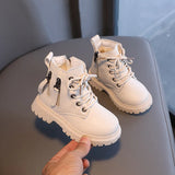 Rubber Boots for Children Boys Tide Boots Autumn Winter Warm Cotton Ankle Boots for Kindergarten Girls Kids Boots Double Zip New