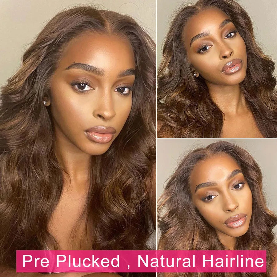 HD 13x4 Chocolate Brown Lace Front Human Hair Wigs For Women Body Wave Transparent 360 Full Lace Frontal Wigs On Clearance Sale