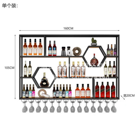 Iron Frame Industrial Bar Cabinet Wall Mount Black Storage Luxury Nordic Modern Lattice Wine Rack Display Szafeczki Furniture