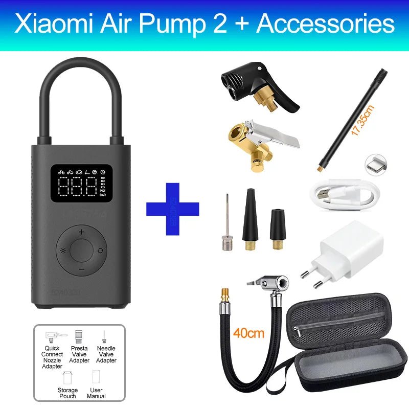 Xiaomi Mijia 2 Portable Electric Air Compressor 1S Inflator Smart Home Air Pump for bike car tire football basketball xiomi 2 S