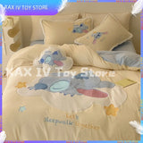 Cartoon Kawaii Disney Stitch Milk Velvet Four-piece Warm Bed Linen For Children In Winter Animation Derivatives Holiday Gift