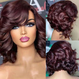 Honey Blonde Lace Front Wig Human Hair Burgundy Transparent Lace Deep Wave Frontal Wig Short Bob Human Hair Wigs for Black Women