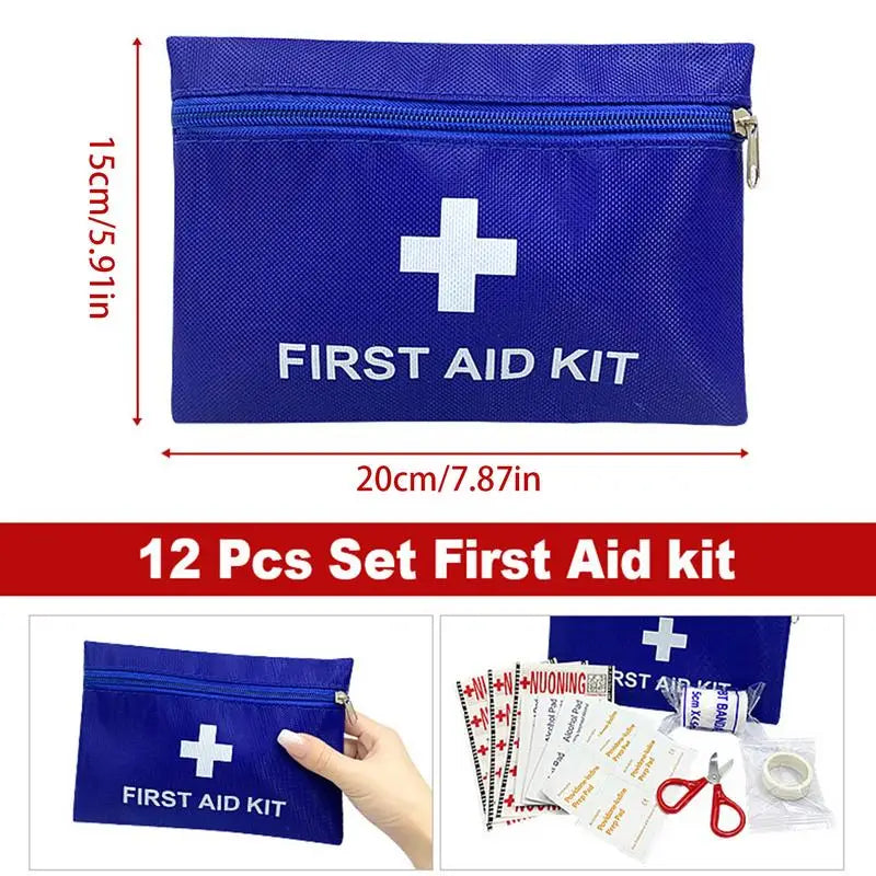 12pcs/set Survival Kit First Aid Kit Waterproof Emergency Bag Portable Compact Safety Supplies With Compartment Medicine Kit