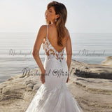 MACDUGAL Luxury Mermaid Wedding Dresses For Women Bridal Gown Spaghetti Straps Backless Tea-length Vestido De Novia Custom Made