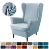 Velvet Wingback Chair Covers Stretch Wing Armchair Cover with Seat Cushion Cover Elastic Sofa Slipcovers Solid Color Sofa Covers