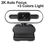 Portable Full HD 1080P 2K 4K Webcam PC Latops Auto Focus Fill Light Web Camera With Microphone for Network Live Conference