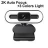 Portable Full HD 1080P 2K 4K Webcam PC Latops Auto Focus Fill Light Web Camera With Microphone for Network Live Conference