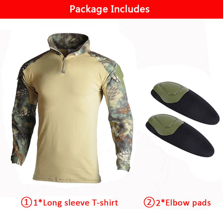 US Army Tactical Pants Military Uniform Airsoft Paintball Camouflage Combat Shirts Rapid Assault Long Sleeve Shirt Pants +Pads