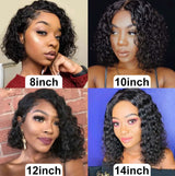 Peruvian Water Wave Human Hair Bob Wigs For Black Women 13x4 Transparent Lace Frontal Wig Short Human Hair Curly 4x4 Closure Wig