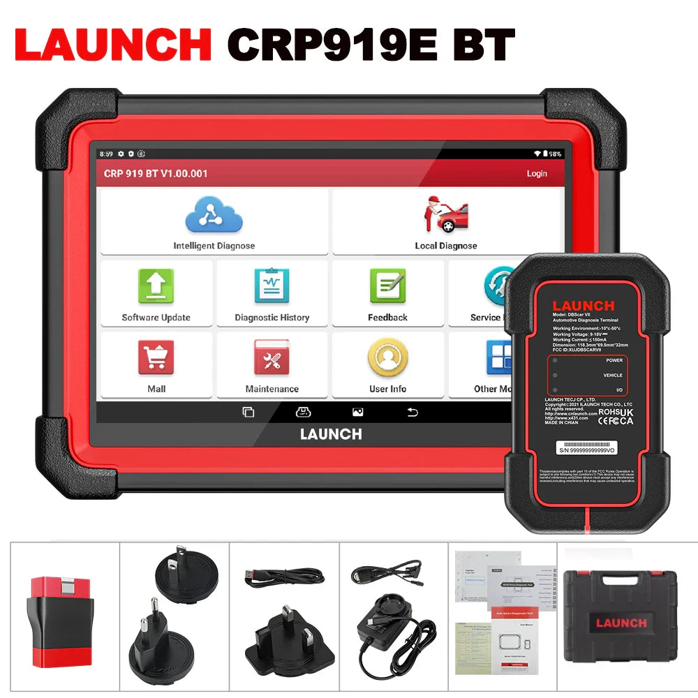 LAUNCH X431 CRP919E / BT Car Diagnostic Tool Automotive OBD OBD2 Scanner Active Test ECU Coding CANFD DOIP 31+ Reset Code Reader