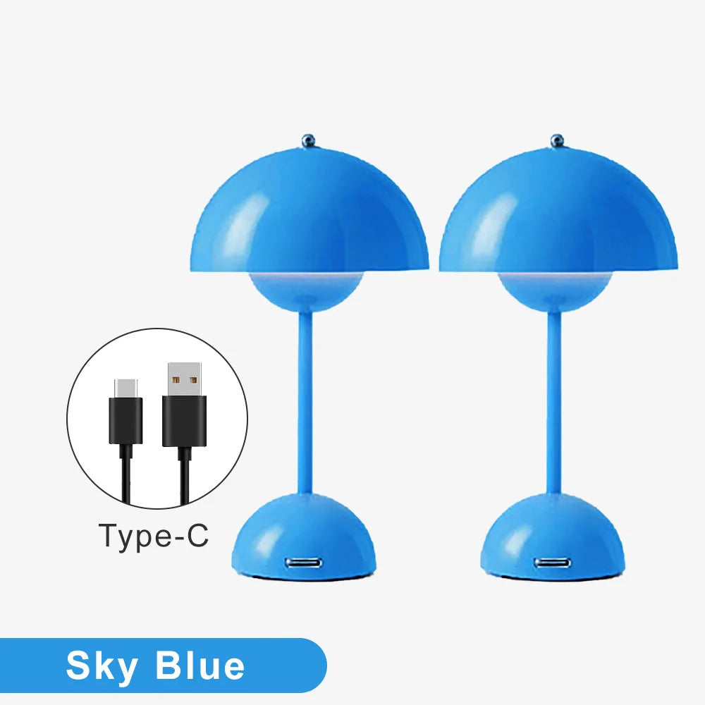 Mushroom Flower Bud Rechargeable LED Table Lamps Desk Night For Bedroom Dining Touch Night Light Simple Modern Decoration