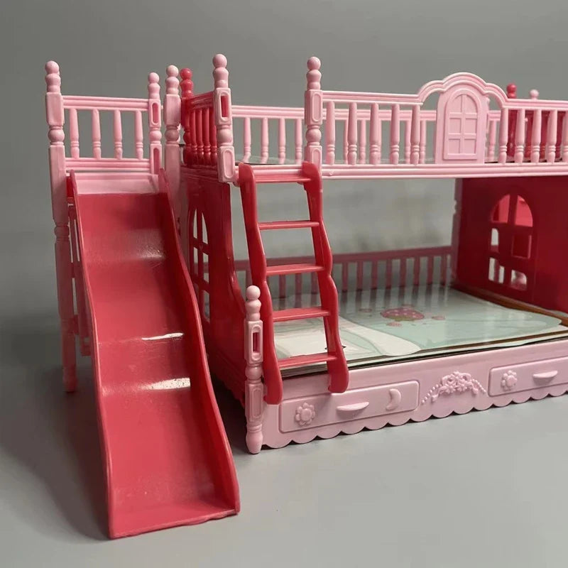 Doll Bed Children Play House For Barbie Doll Accessories Simulation European Furniture Princess Double Bed With Stairs Toys