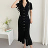 Summer Midi Dress Women Knitted Black Bodycon Korea Style Ruffle Ladies Dresses Elegant Fashion Casual Woman Dress 2023