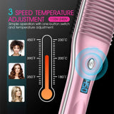 2 in 1 Electric Hair Straightener Brush 30S Fast Heat Up Anti-scald Straight &Curler Dual-use Straightening Negative Iron