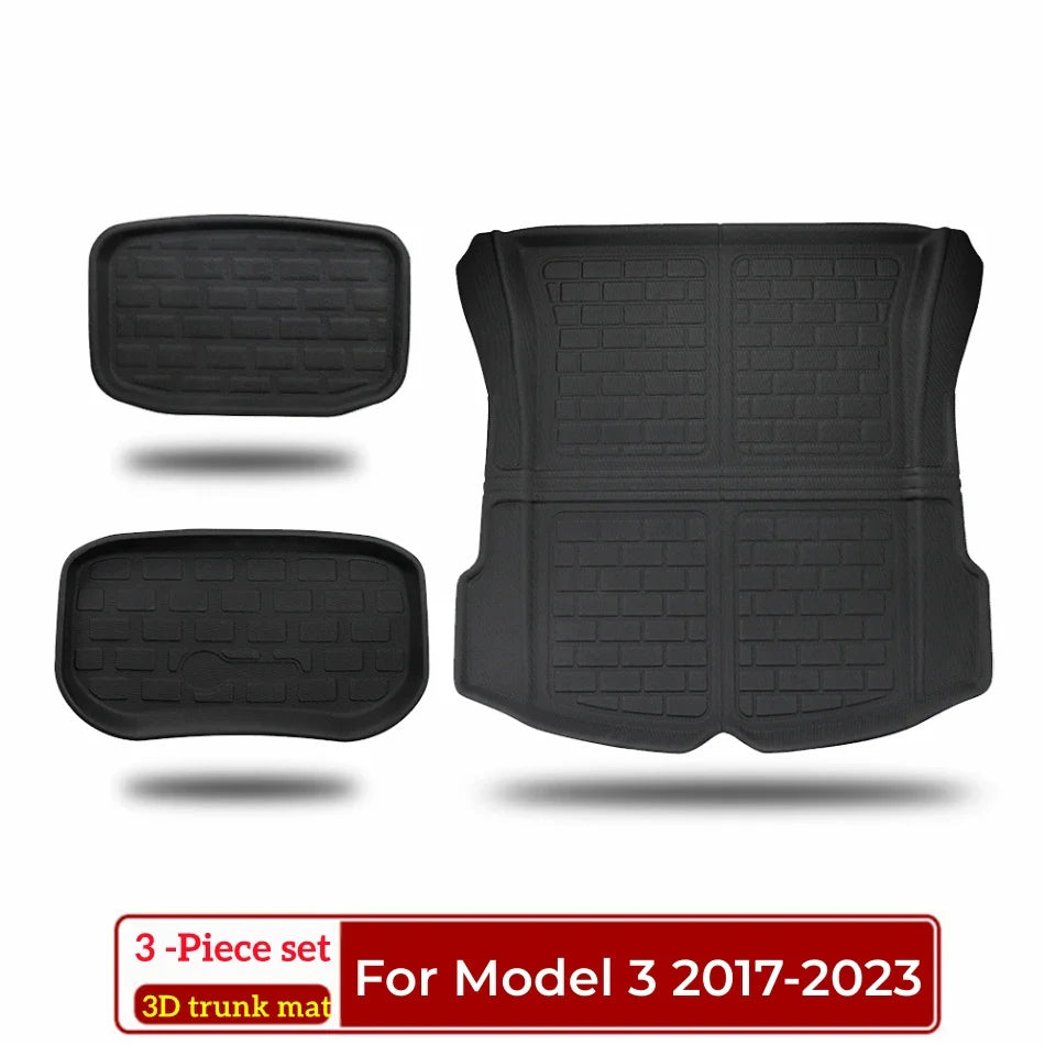 Model Y Model 3 Floor Mat 2017-2023 Luggage Mat Custom For Tesla Mat Trunk Mat 3D XPE All Weather Anti-Slip Set Floor Liner Mat