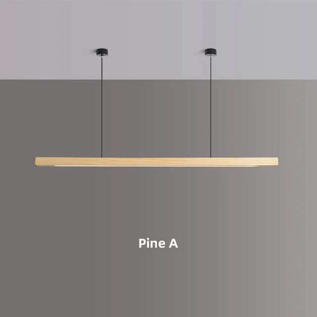 Nordic Wood Pendant Lights LED Modern Hanging Lamps for Dining Living Room Kitchen Office Shop Long Strip Celling Lamp