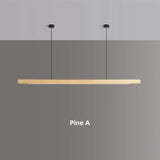 Nordic Wood Pendant Lights LED Modern Hanging Lamps for Dining Living Room Kitchen Office Shop Long Strip Celling Lamp