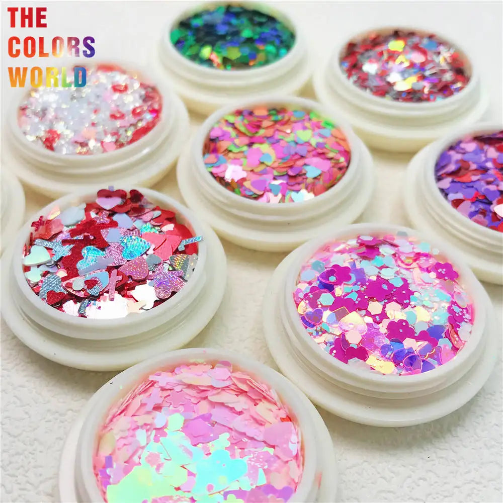 TCT-063 Valentine's Day Mix Heart Glitter Nail Art Decoration Cosmetics Makeup Facepaint  Body Art Glitter Nail Salon Decoration