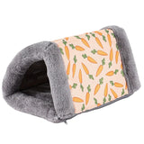 Hamster Plush Bed Small Animal Hideout House Lovely Carrot Print Sleeping Bed Habitat Decors for Squirrels Chinchillas