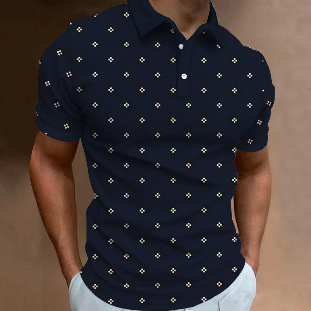 Fashion Men's Polo Shirt Short Sleeve Anchor Pattern T-Shirt 3D Icon Printed Polo Shirts Tops High Quality Tees Men Clothing 6XL