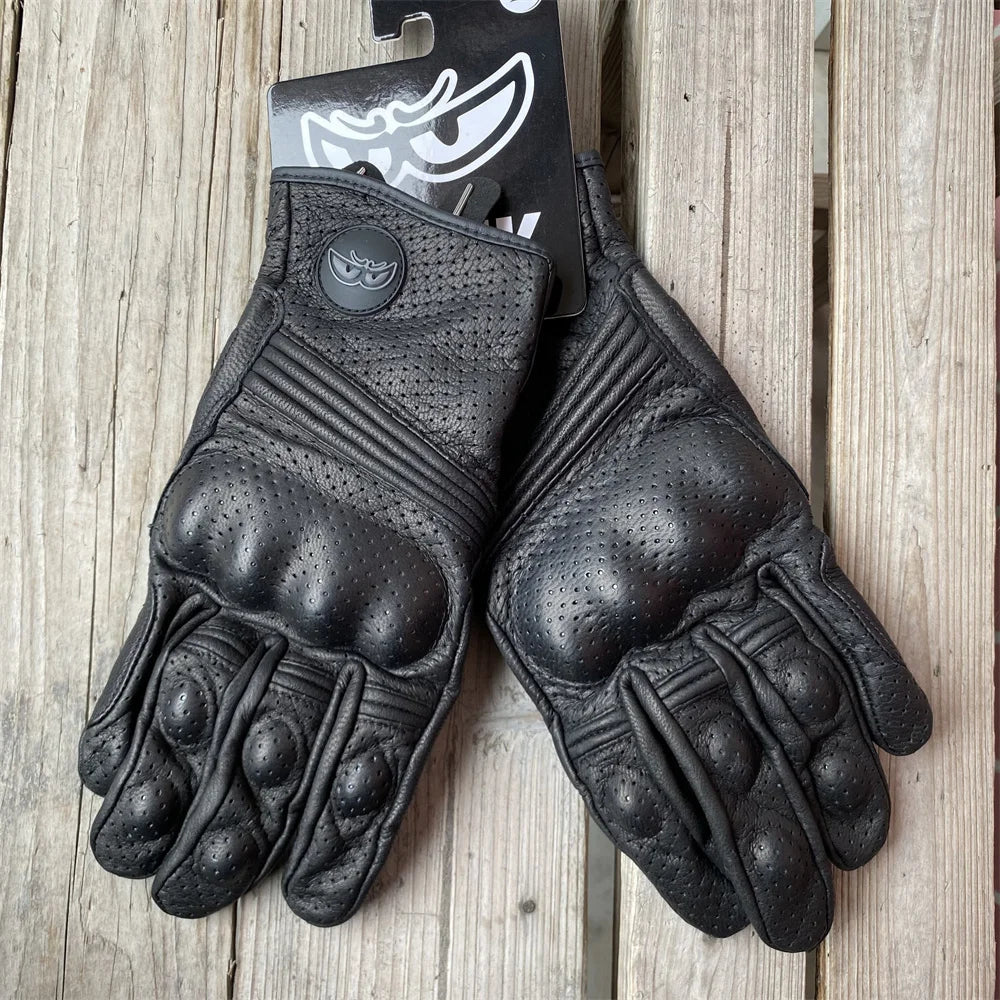 Vintage Leather Motorcycle Racing Glove Men Women Motorcyclist Guantes Moto Luvas Full Finger Motocross MTB Biker Gloves