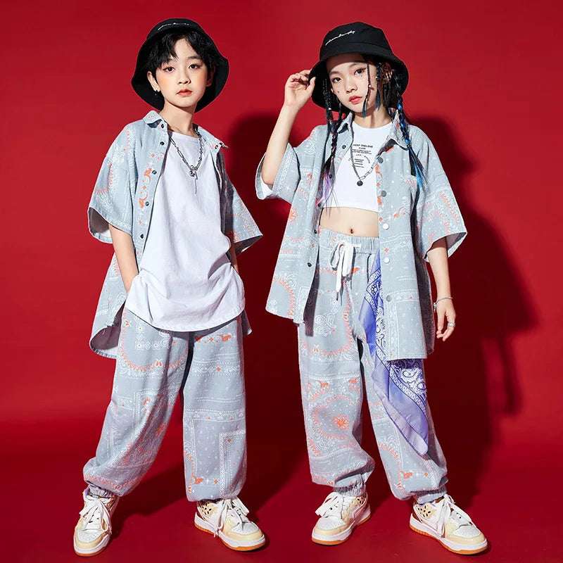 Children's hip-hop style street dance clothing, men's trendy children's clothing, summer runway fashion clothing,children's sets