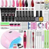 Acrylic Nail Kit Poly Nail Gel Kit With Nail Lamp Nail Extension Glitter Gel UV Building Gel Nail Polish Kit Manicure Tools Set