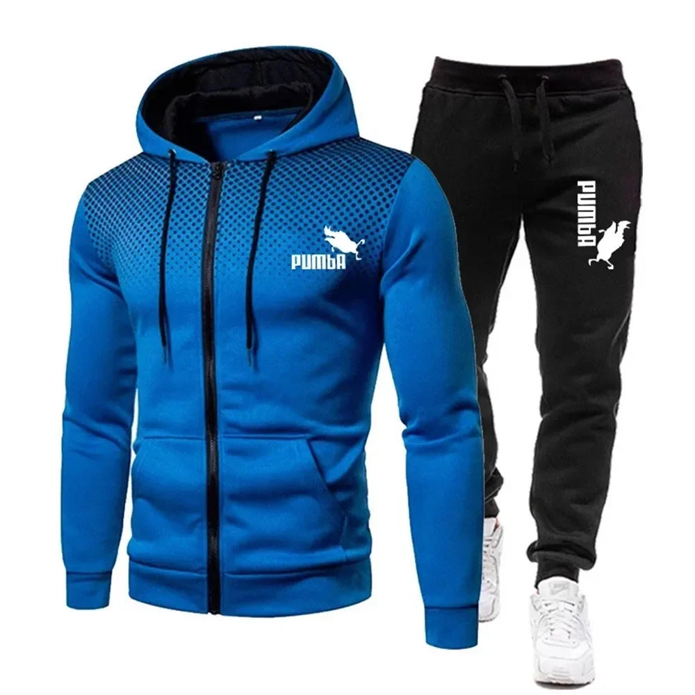 Autumn Winter Discovery Men Suit New Brand Sports Printed Hoodie Sets Male Luxury Fleece Zip Casual Designer Sportswear Suits