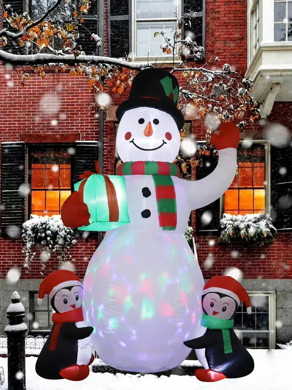 Christmas Inflatable Decoration Toy Snowman Built-in LED Lights Giant Inflatable Model Indoor Outdoor Ornament Party Garden Deco