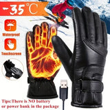 1 Pair Motorcycle Winter Heat Gloves Waterproof Windproof Touch Screen Bicycle Cycling Skiing Warm USB Power Heated Riding Glove