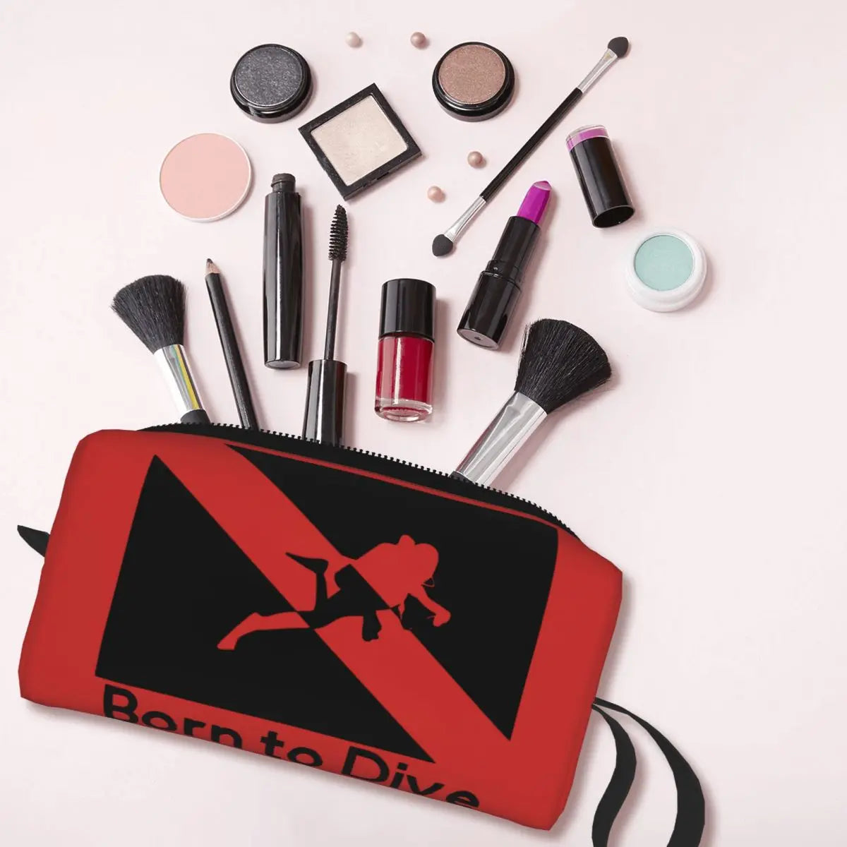 Born To Dive Padi Flag Cosmetic Bag Women Big Capacity Scuba Diving Makeup Case Beauty Storage Toiletry Bags Dopp Kit Case Box