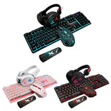 4Pcs/Set K59 Mechanical Wired USB Keyboard Illuminated Gaming Mice Mouse Pad Mat Headphone for Home Desktop Computer Kit