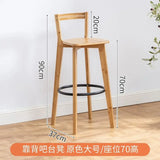 Backrest High Bench High Stool Home Living Room Dining Room Bar Counter Chairs Solid Bamboo Bar Stools Cash Register Ottomans