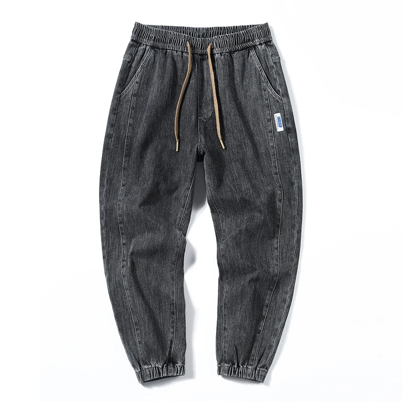 Jeans For Men Loose Fit Joggers Pants Oversize Baggy Pants Harem Wide Leg Elastic Waist Drawstring Male Denim Trousers Tapered