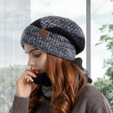 Women Knitted Scarf Soft Fleece Lined Hat Scarf Set for Women Warm Winter Beanie Windproof Scarf Combo Ideal for Cold