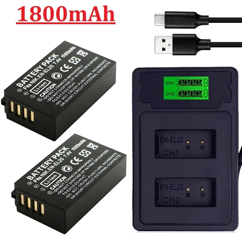 1800MAH EN EL20 EL20A BATTERY EN-EL20 EN-EL20A for Nikon Coolpix P1000 P950 Nikon 1 J1, 1 J2,1 J3 for Nikon 1 AW1 CAMERA BATTERY