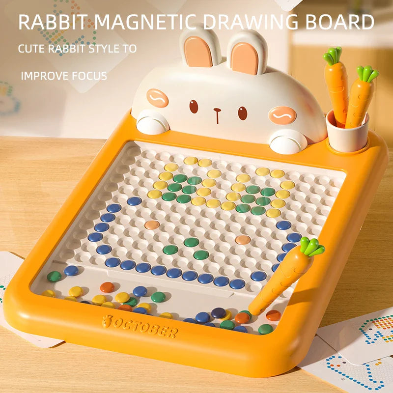 WLtoys 24CM Magnetic Drawing Board for Kids Large Doodle Board with 50PCS Magnet Beads and Pen Cute Rabbit Montessori Toys Gift