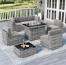 7/8 Pieces Outdoor Patio Furniture Set with  Fire Pit Table Rattan Sectional Sofa Conversation Sets Moden Set for Garden