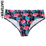 Datifer 2024 Summer Mens Shorts Removable Pad Fashion Print Swim Briefs Low Sexy Bikini Surfing Gym Beach Men Swimsuit Multicolo