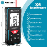 MILESEEY X6 Laser tape measure 40M 60M 80M 100M, Professional Rangefinder with angle display for DIY, Decorating, Building