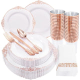 175pcs Plastic Plates- Disposable Plates include Dinner Plates,Dessert Plates, Forks,  Spoons,Knives,  Cups,Napkins