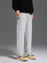 Side Strap button-down Logging Sweatpants Straight Leg Loose Heavy Cotton High Street Slacks