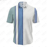 Spring And Summer New Men's Plus Size Beach Casual Dress Fashion Loose Classic Stripe Men's Polo Versatile Shirt