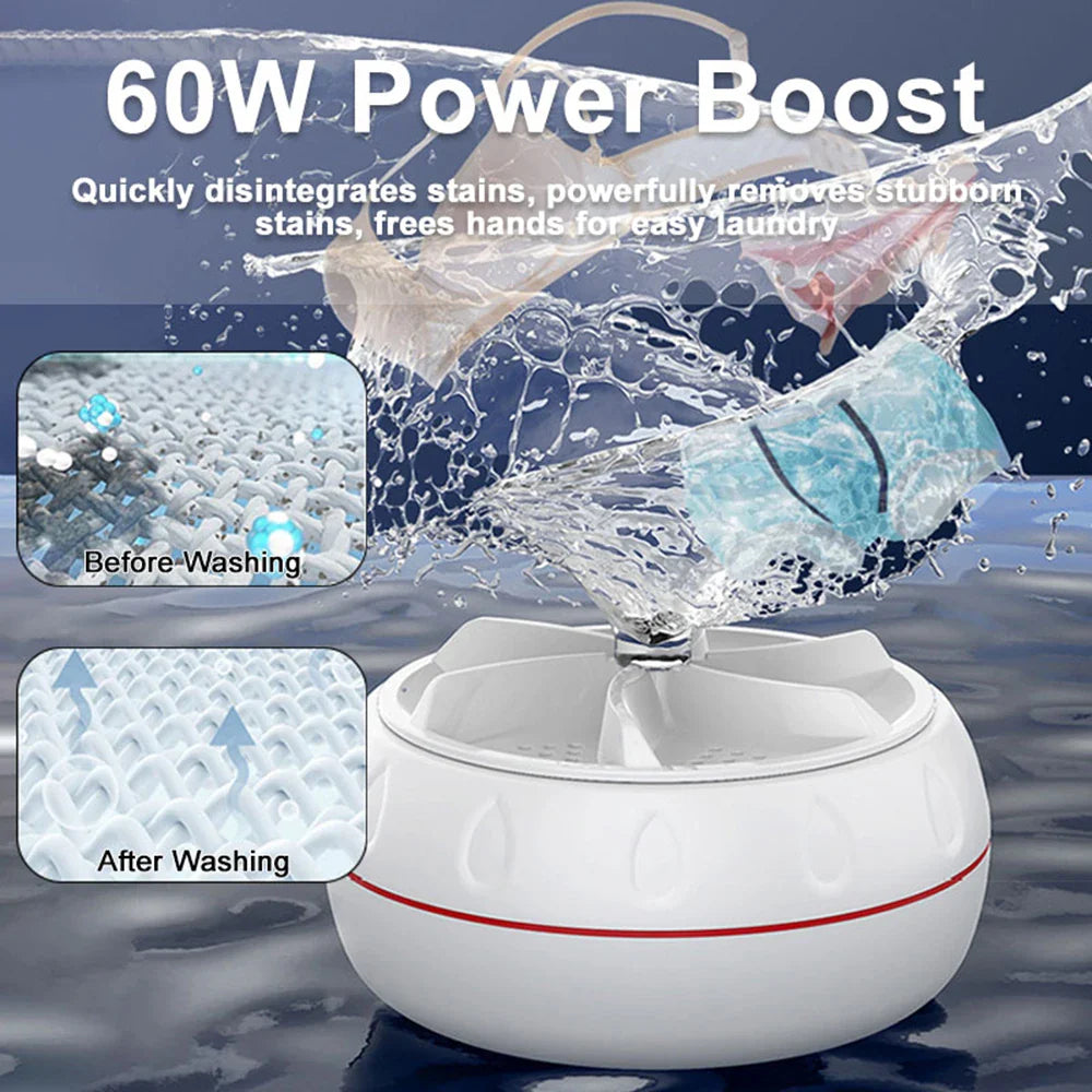 Household 60W Washing Machines Portable Business Travel Mini Washing Machine Suitable for Socks Underwear Laundry Appliances