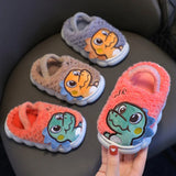 Winter Children‘s Slippers New Kids Home Shoes Dinosaur Warm Plush Indoor Non-Slip Soft Slipper For Boys Girls